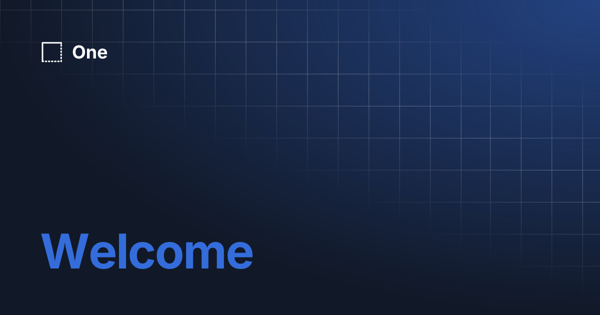Welcome | One